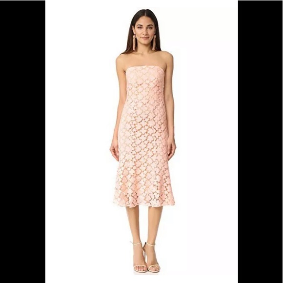 Shoshanna Dresses & Skirts - Shoshanna Strapless Pink Lace Franklin Midi Dress